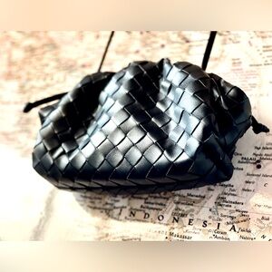 Tiffany & Fred Paris woven leather pouch (10" W x 6" H x 2" D; strap 24" drop)